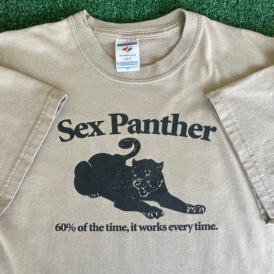Y2K Sex Panther Cologne Anchorman Movie Promo Funny Beige T-Shirt - Large