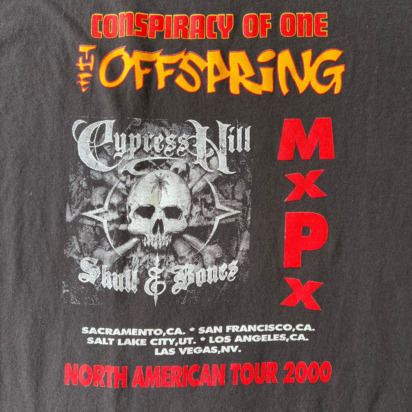 VTG 2000 The Offspring x Cypress Hill Conspiracy of One North American Tour Black Long Sleeve T-Shirt - XL