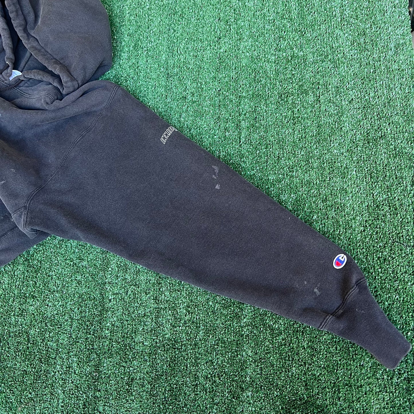 Vintage Y2K 2000 Champion Reverse Weave Faded Black Hollow Man Movie Promo Hoodie - Large
