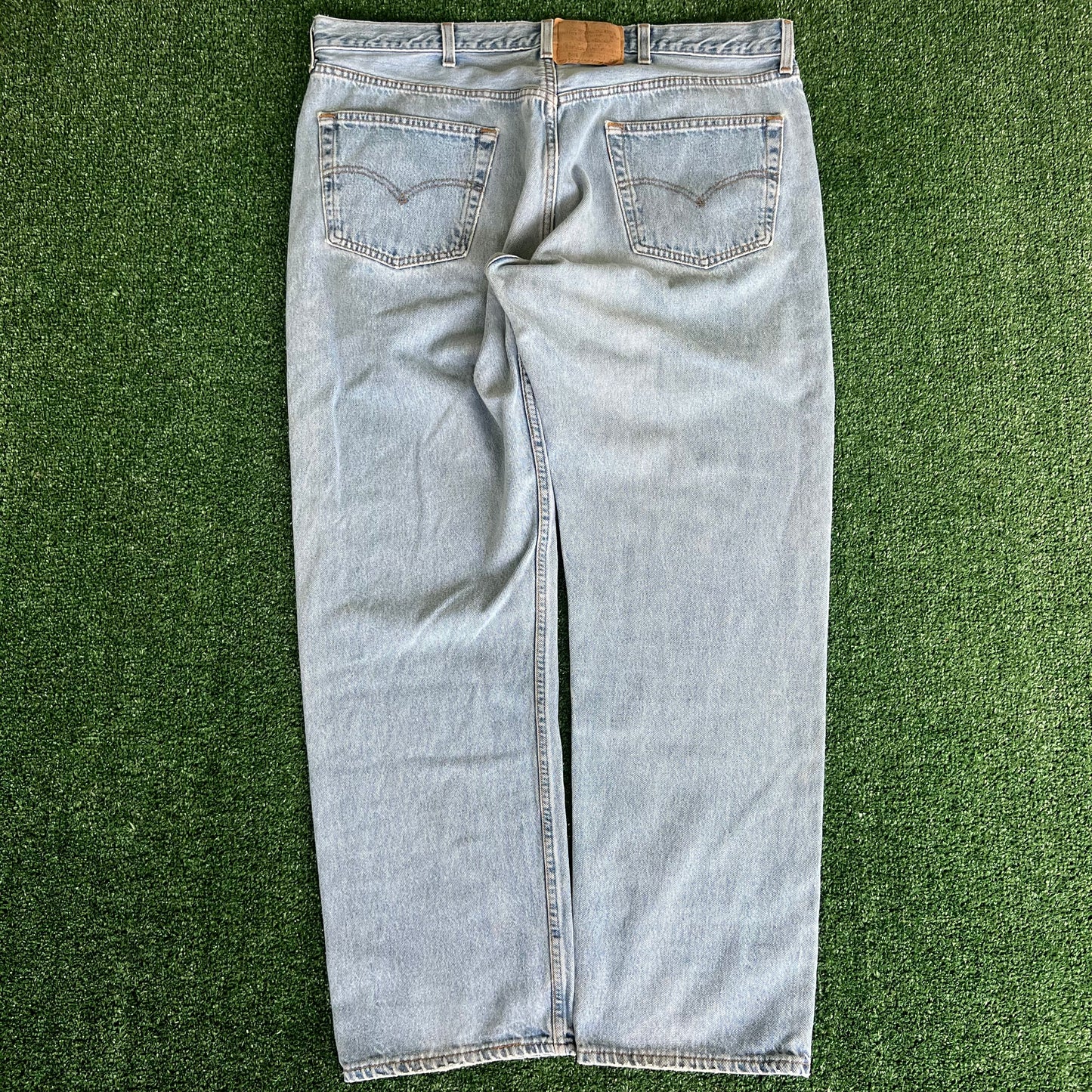 90s Levi's 501 Center Patch Button Fly Light Blue USA Jeans - 41x31"