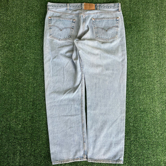 90s Levi's 501 Center Patch Button Fly Light Blue USA Jeans - 41x31"
