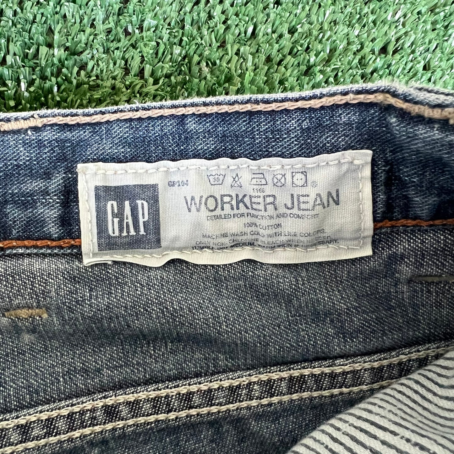 90s Y2K GAP Worker Baggy Wide-Leg Blue Jeans - 37x32" 20.5" Openings