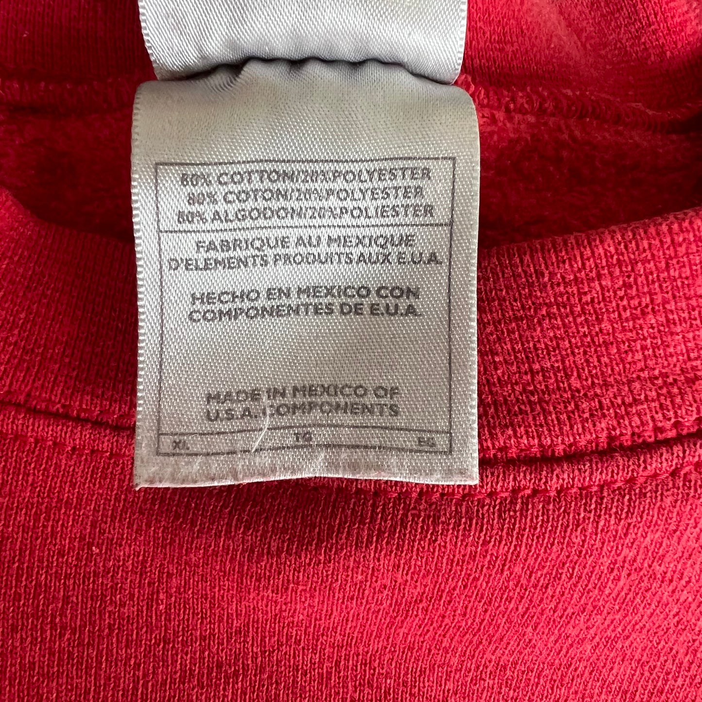 Y2K Nike Red White Essential Side Swoosh Heavyweight Crewneck Sweatshirt - XL