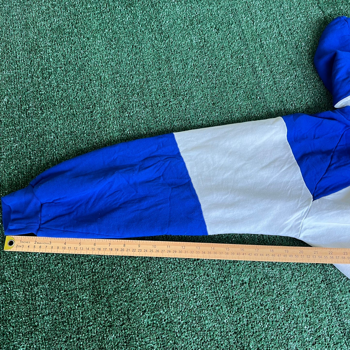 90s Kentucky Wildcats UK Blue White Old English Colorblock Boxy Hoodie 24x24" - Large