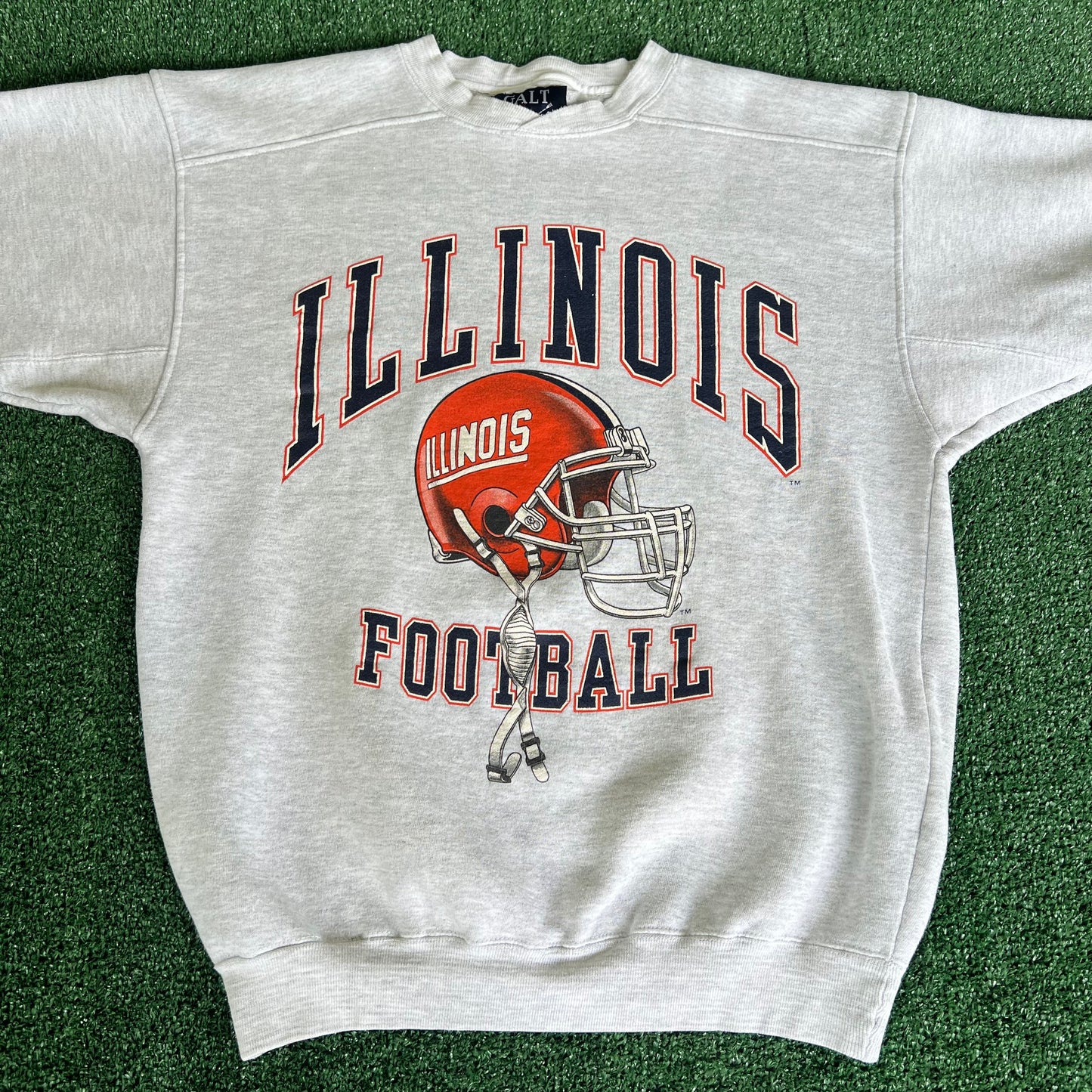 90s Galt University of Illinois Fighting Illini Football Gray Sweatshirt - Medium