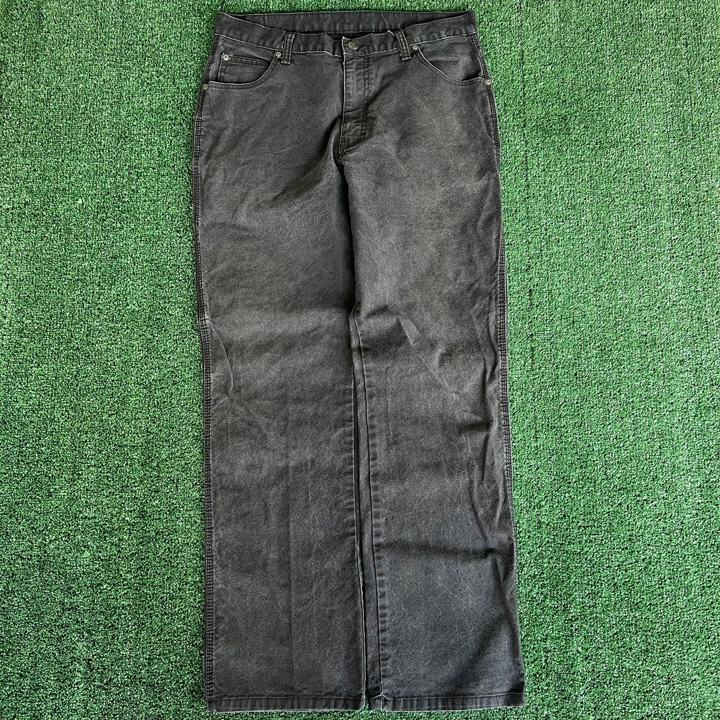 Dickies Carpenter Baggy Faded Black Canvas Pants - 35x32" 18" Openings