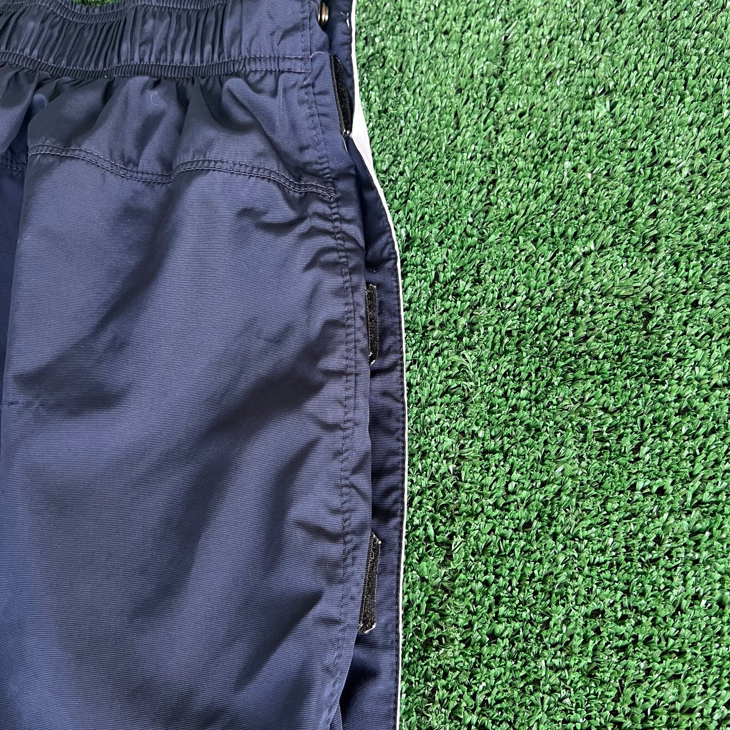 Y2K Nike Baggy Tear Away Basketball WarmUp Navy Blue Side Stripe Pants - Large