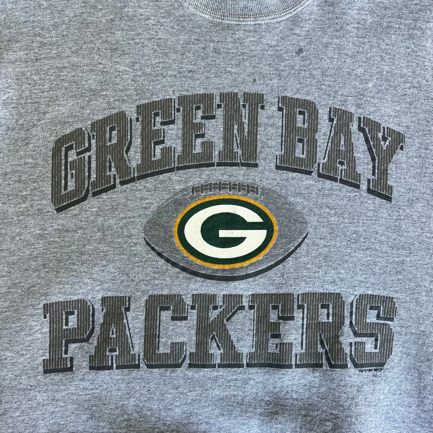 90s Pro Player NFL Green Bay Packers Gray Spellout Sweatshirt - Large