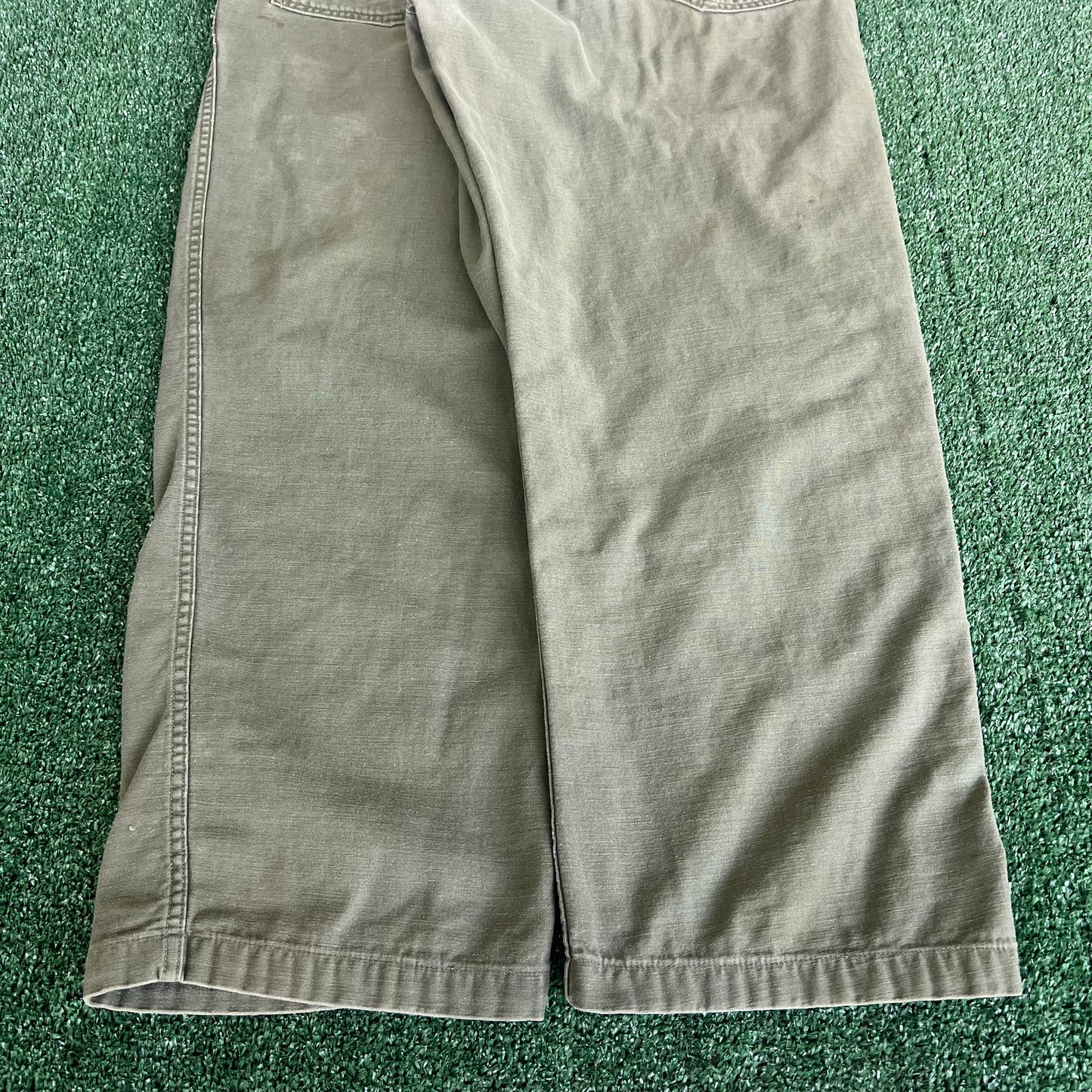 70s Vietnam War OG-107 Type 1 Zipper Fly Baggy Straight Green Pants - 33x28" 18.5" Openings