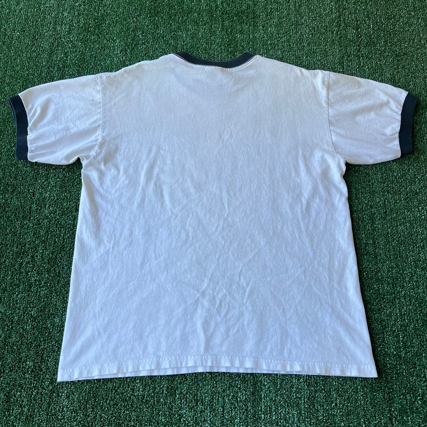 Y2K 2003 Led Zepplin I Album Cover Band White Black Ringer T-Shirt - Large