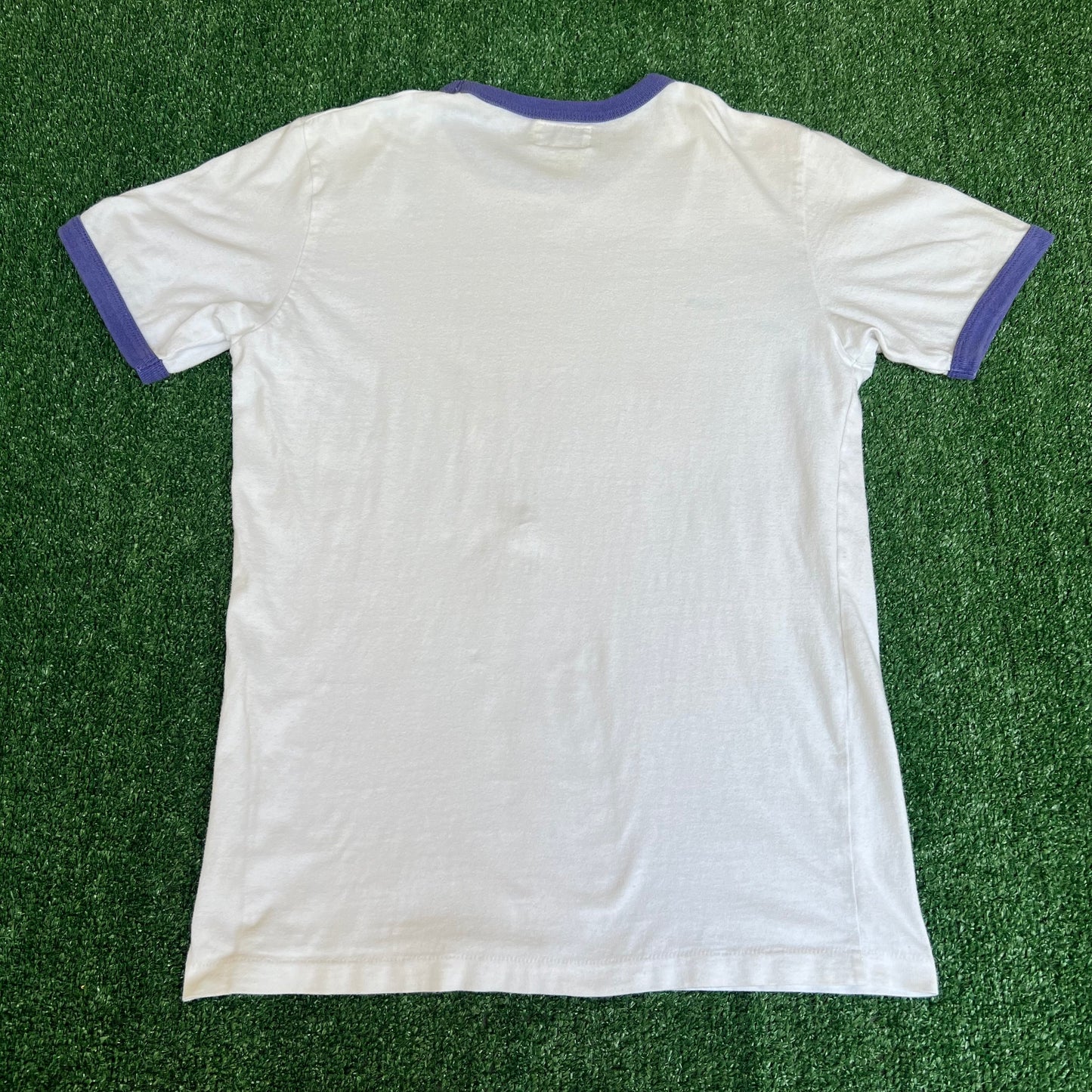 Vintage Y2K Men's Abercrombie Funny I Love To Cuddle White Ringer T-Shirt - Medium