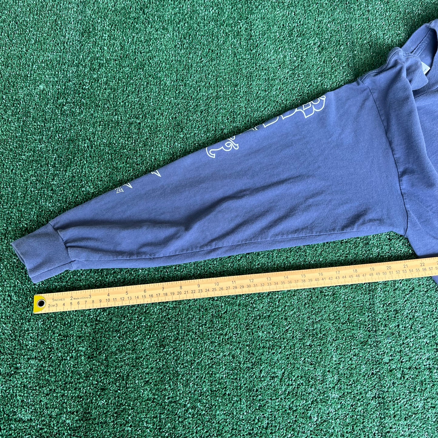 2000 Boot Hill Saloon Blue Cropped Pocket Long Sleeve Shirt - Medium