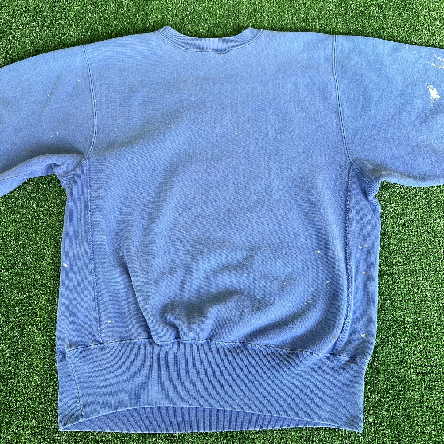90s Champion Reverse Weave Grand Hotel Mackinac Island Blue Paint Splatter Sweatshirt - Large