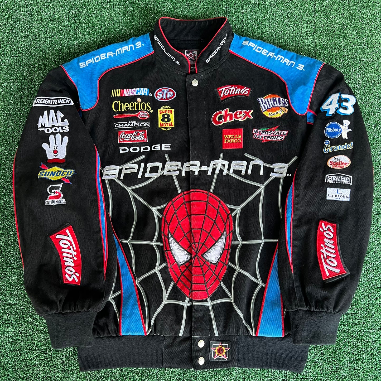 2007 Nascar Bobby Labonte #43 Spider-Man 3 Movie Promo Black Jacket - Large