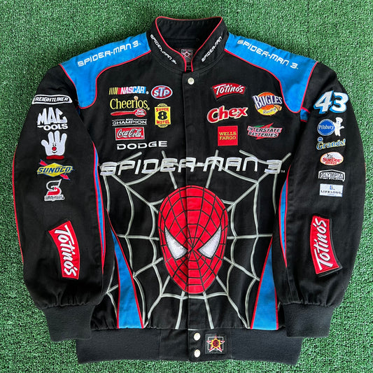 2007 Nascar Bobby Labonte #43 Spider-Man 3 Movie Promo Black Jacket - Large