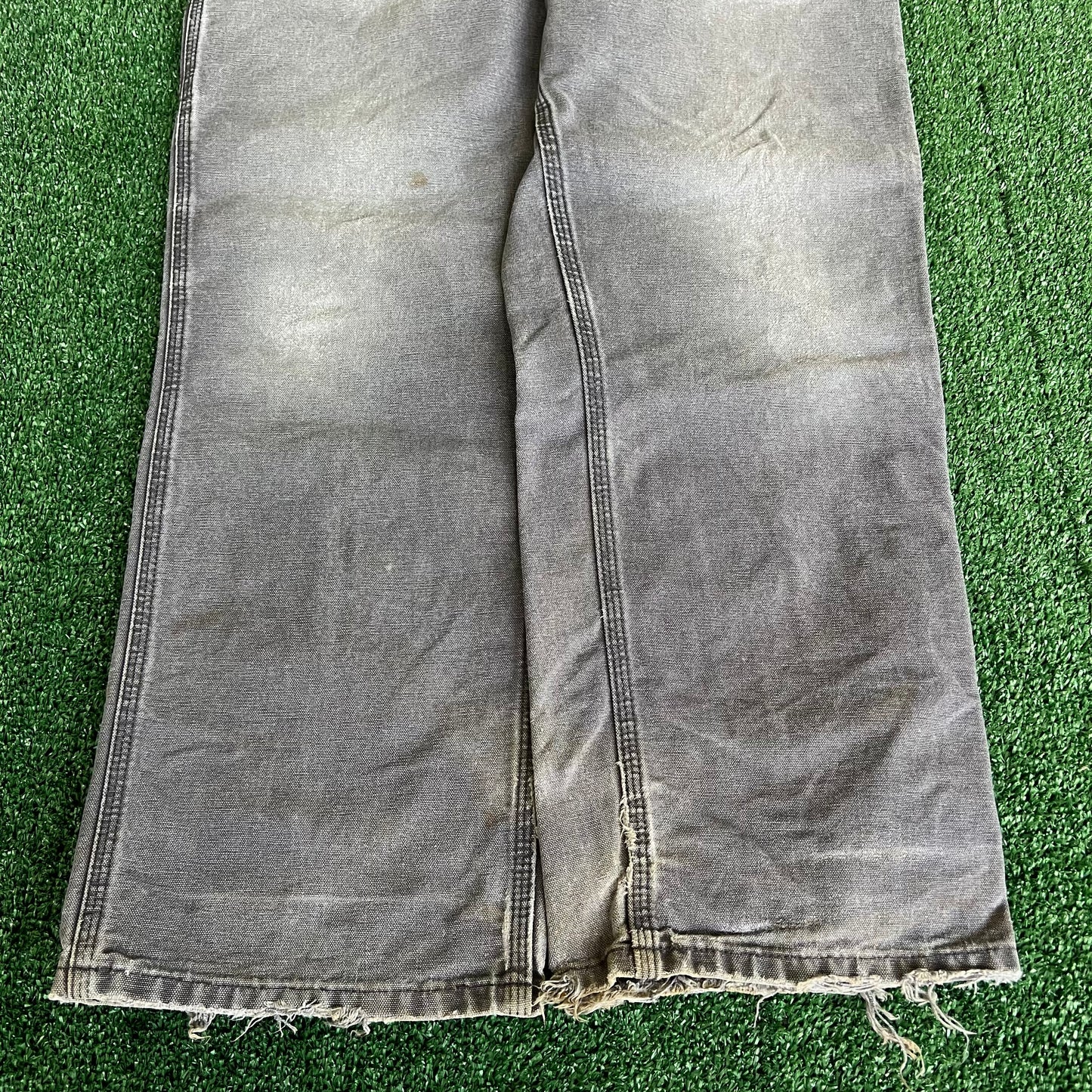 Y2K Carhartt B11 PTB Faded Gray Baggy Carpenter Canvas Pants - 33x29 18" Openings