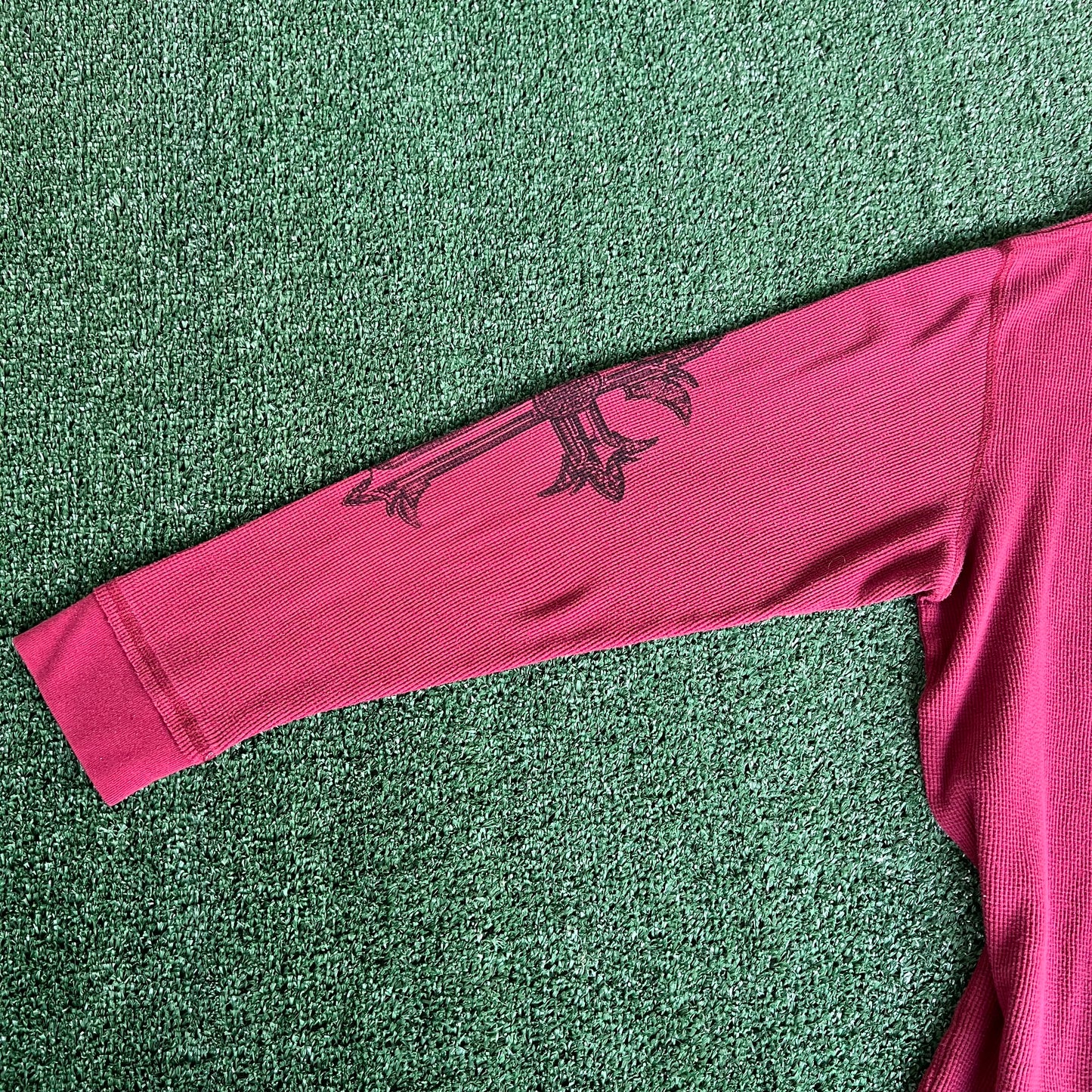 Y2K MMA Elite Cross Tribal Dark Red Thermal Long Sleeve T-Shirt - XL