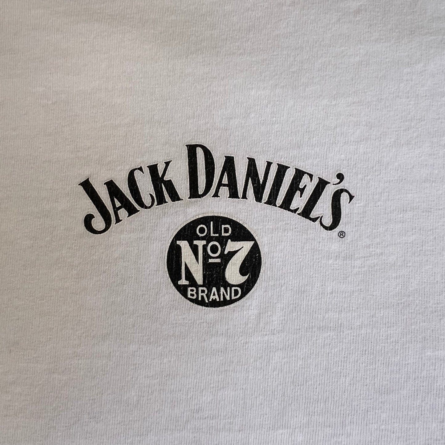 VTG Y2K Jack Daniels Whiskey Promo Center Logo Motorcycle White T-Shirt - Large