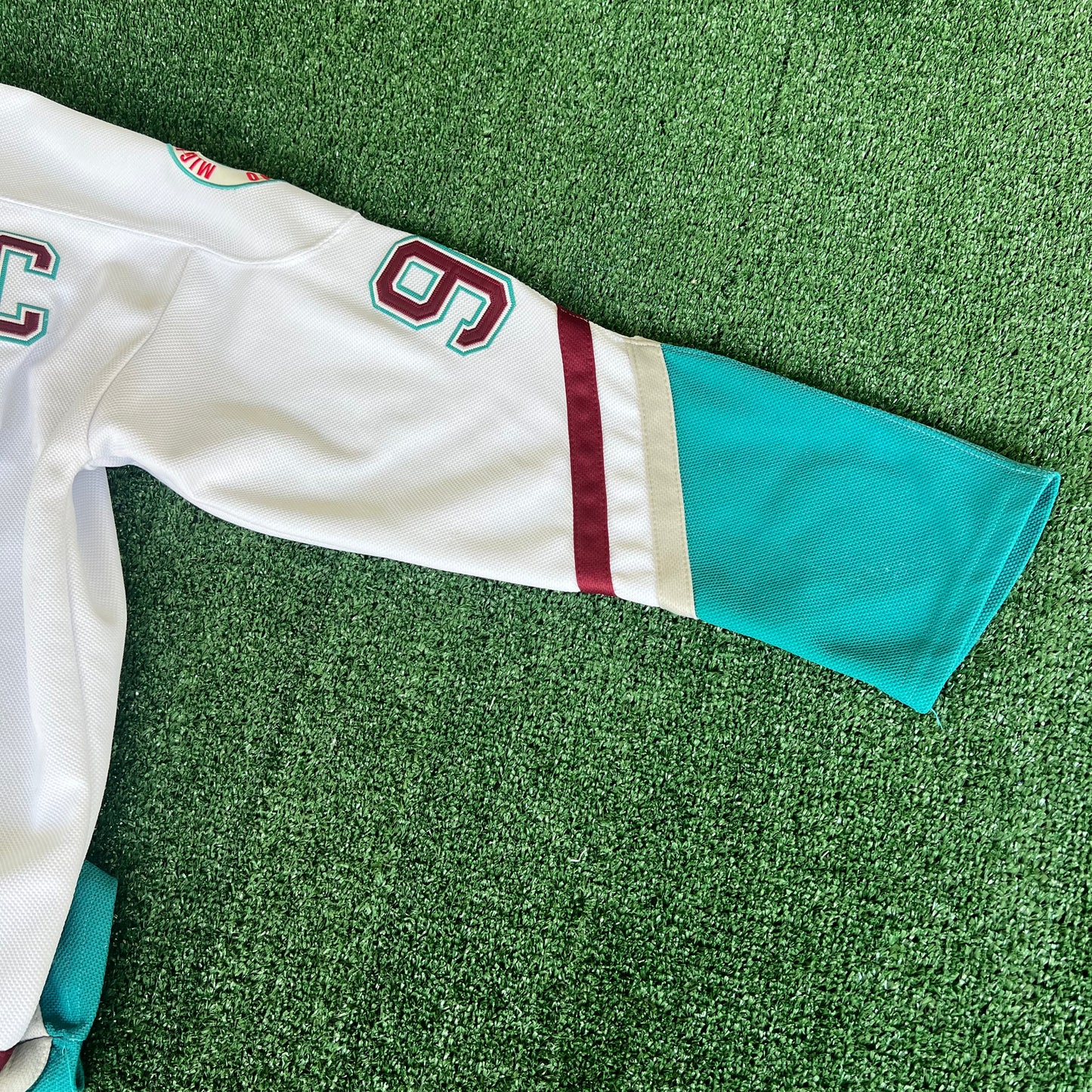 90s Mighty Ducks Movie Promo Charlie Conway Flight Strap White Hockey Jersey - XL