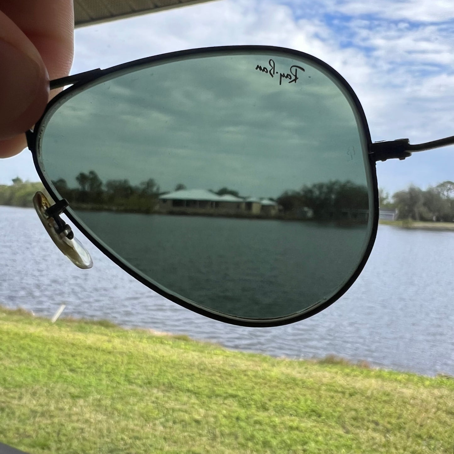80s Ray-Ban Bausch & Lomb Black Frame Black Glass Lens Aviators 58-14 W Case