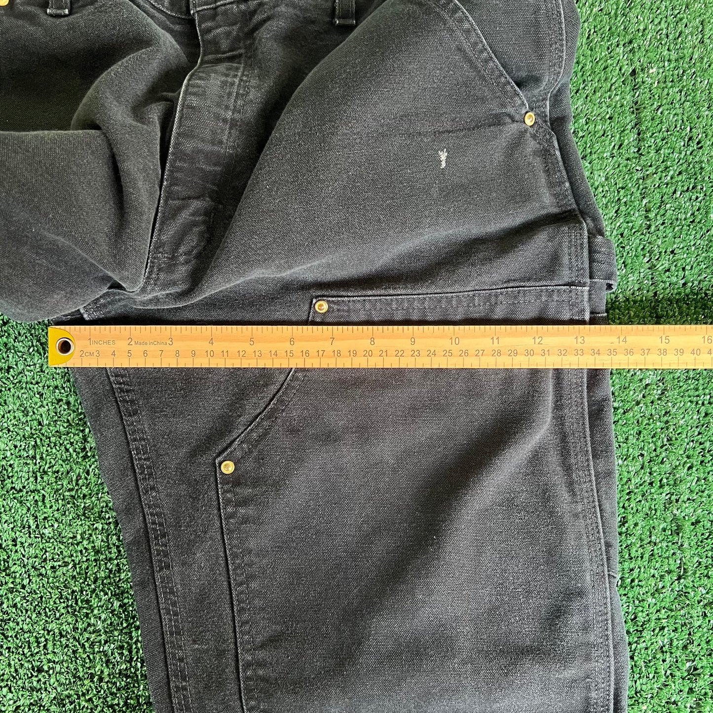 Y2K Carhartt Double Knee Carpenter Faded Black Pants - 33x29.5"