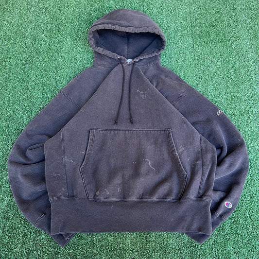 Vintage Y2K 2000 Champion Reverse Weave Faded Black Hollow Man Movie Promo Hoodie - Large