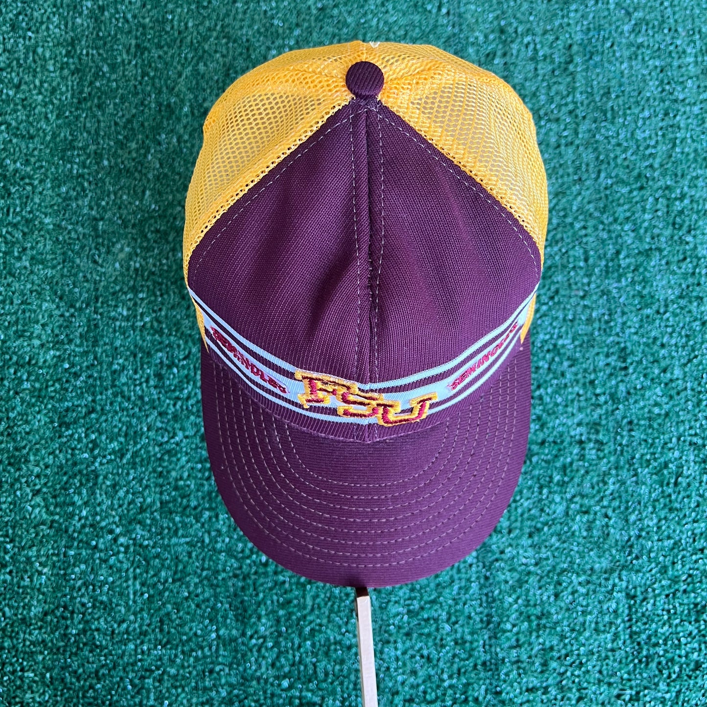 70s Florida State Seminoles 3 Stripe Trucker Snapback Hat
