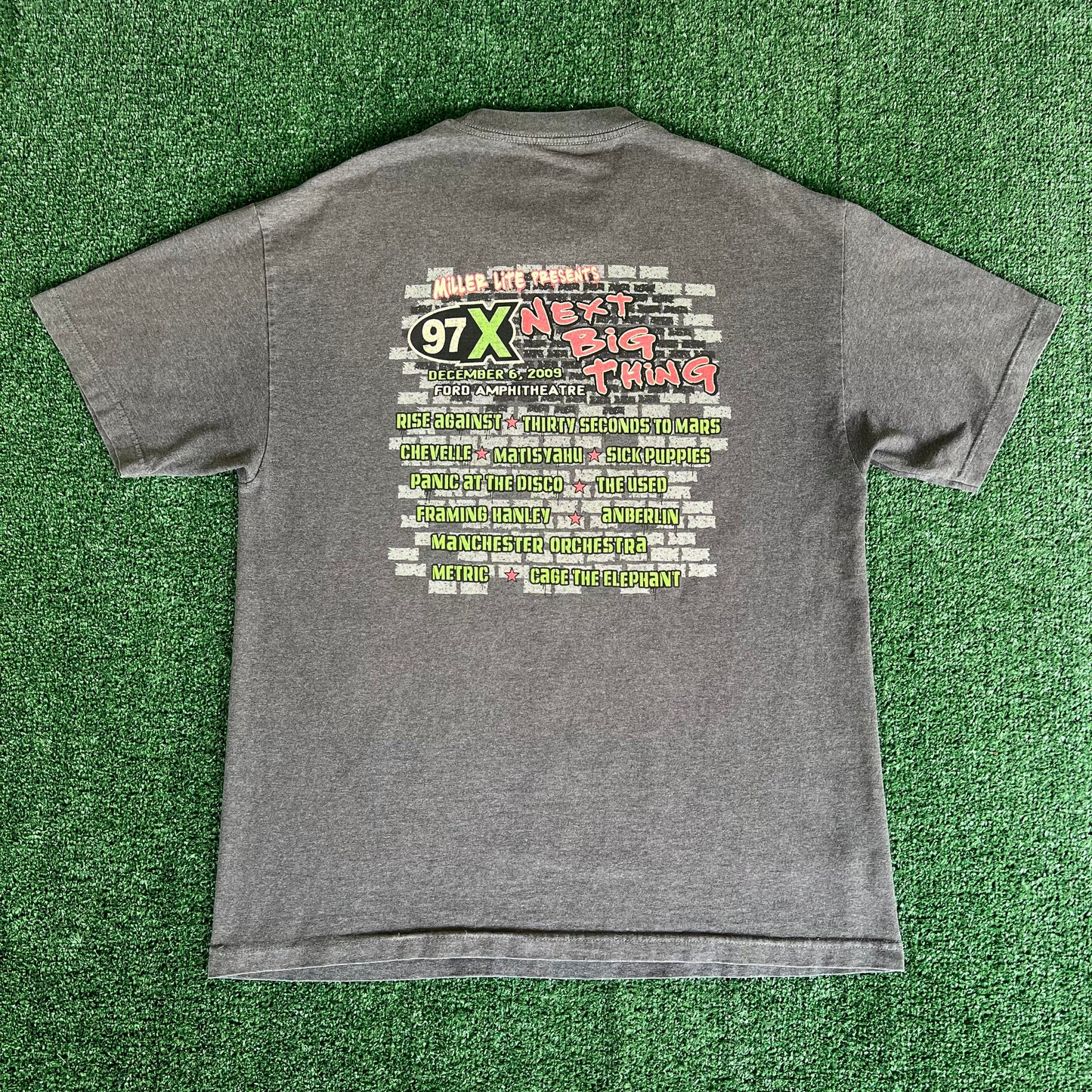 2009 NBT Band Festival Rage Against PATD! Cage The Elephant Gray T-Shirt - XL