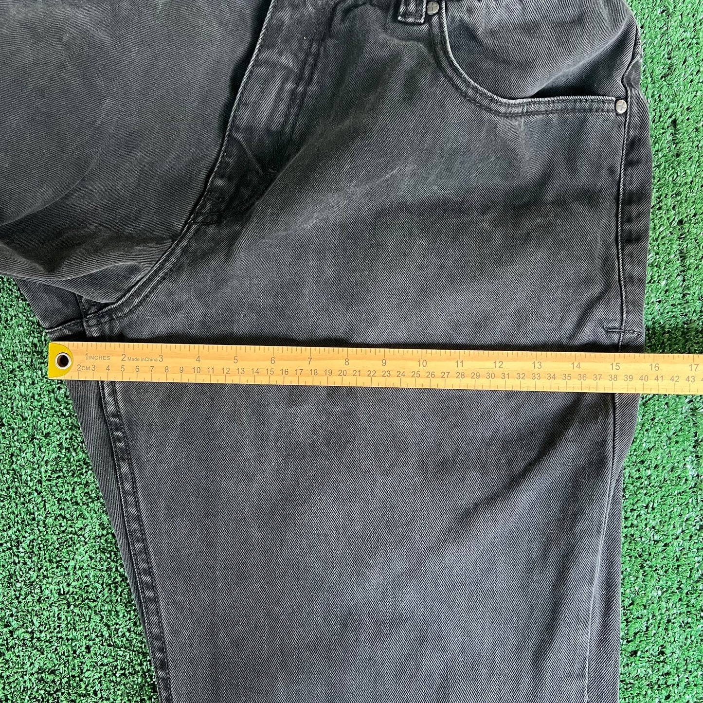 Y2K Men's Rocawear Baggy Wide-Leg Black Jeans 39x31" 20" Open JNCO Style