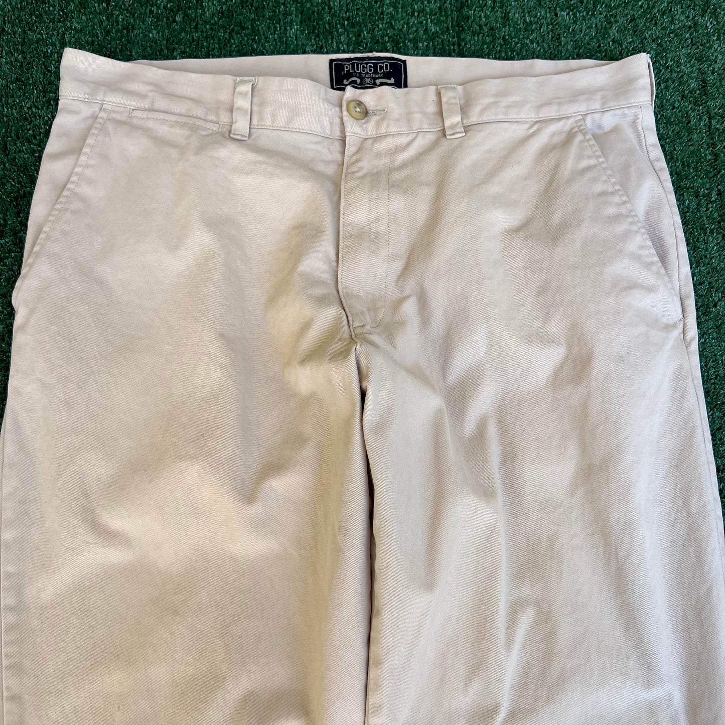 Vintage Y2K Men Plugg Baggy Wide-Leg Khaki Pants - 38x30" 20" Open Southpole Style