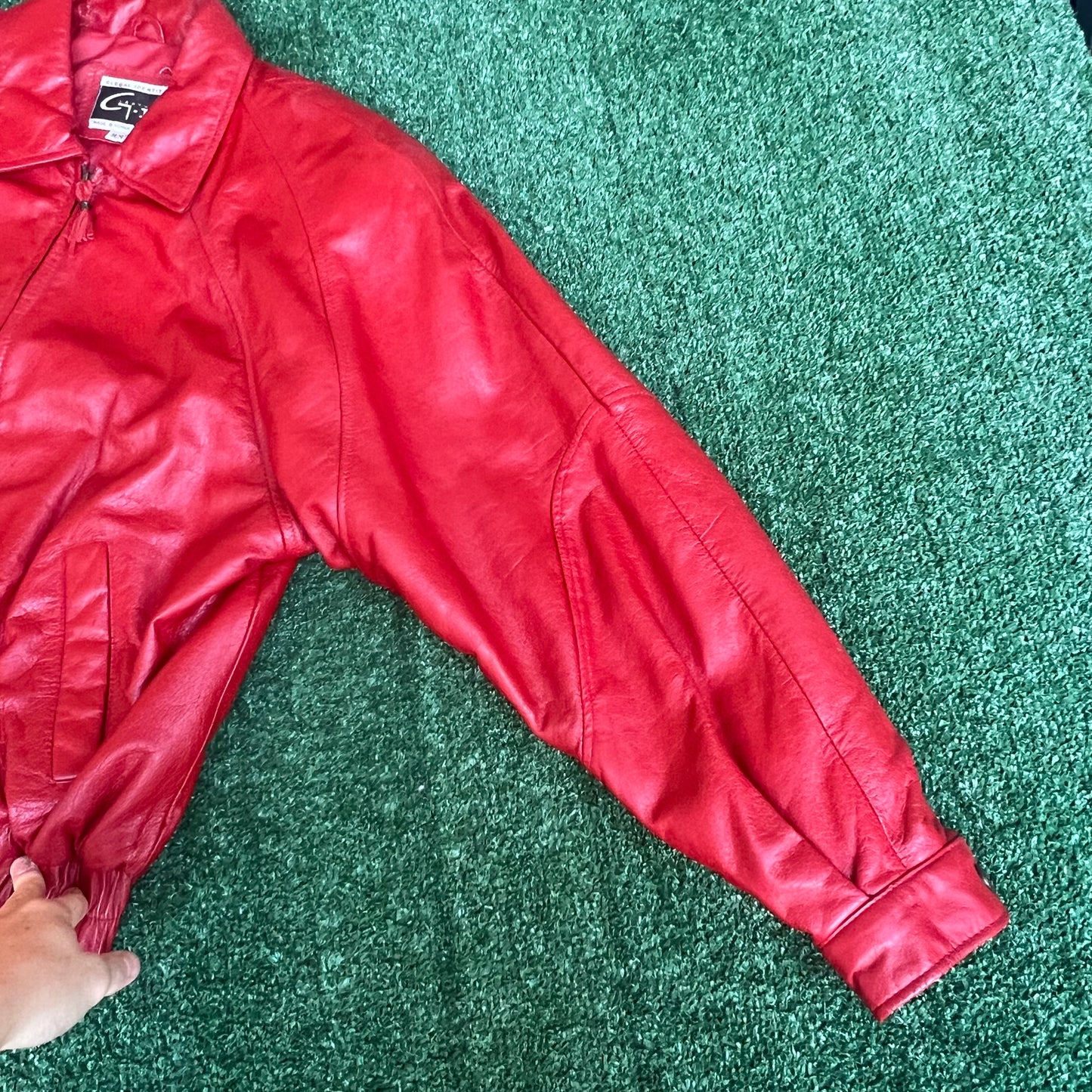 Vintage 80s Men's G-III G3 Michael Jackson Red Leather Bomber Jacket Medium