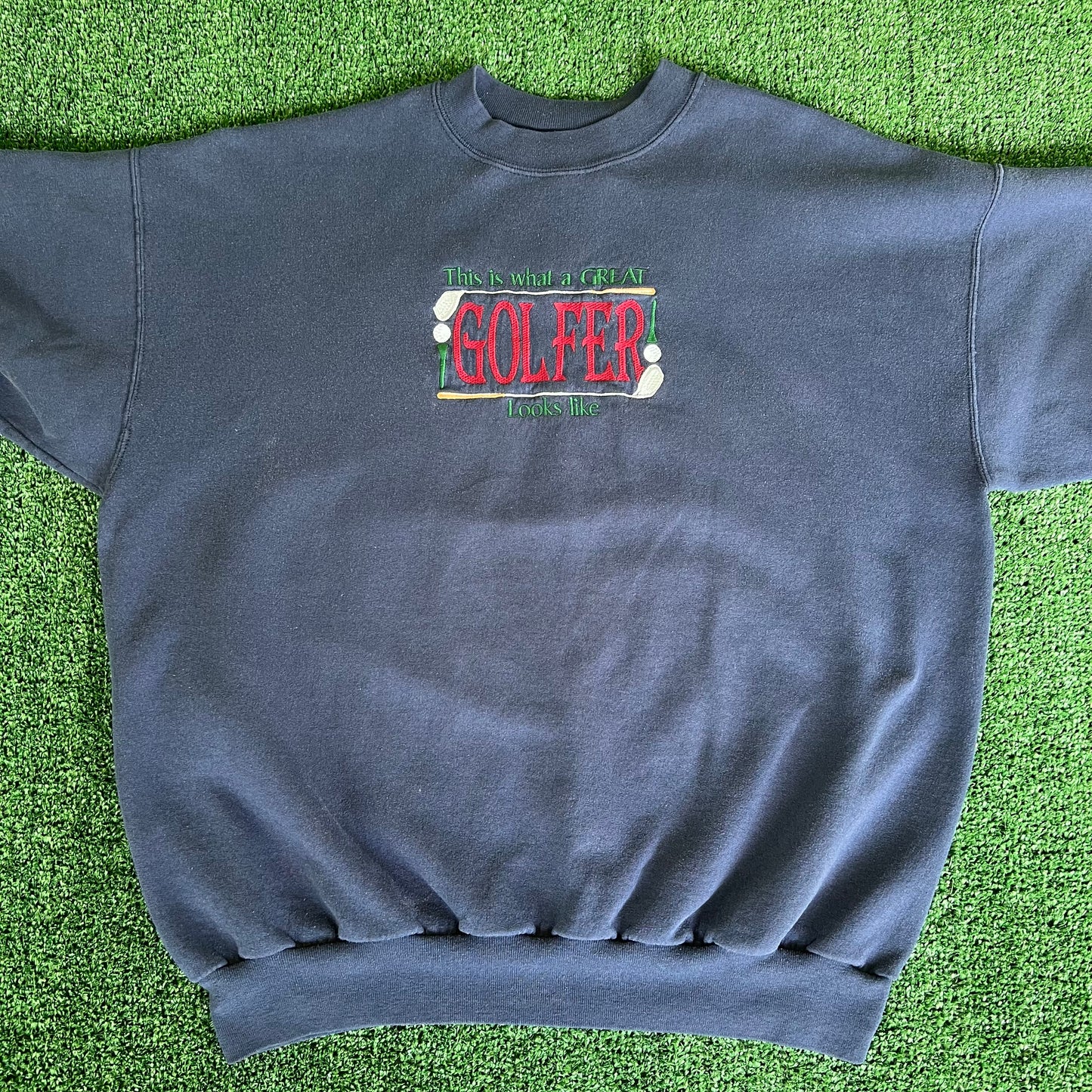 90s "This is what a GREAT GOLFER Looks Like" Funny Navy Blue Sweatshirt - XL
