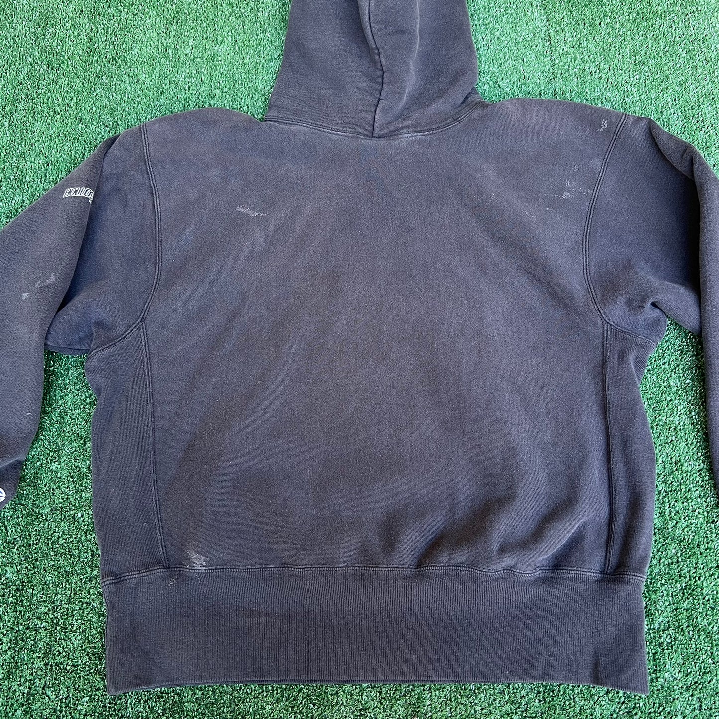 Vintage Y2K 2000 Champion Reverse Weave Faded Black Hollow Man Movie Promo Hoodie - Large
