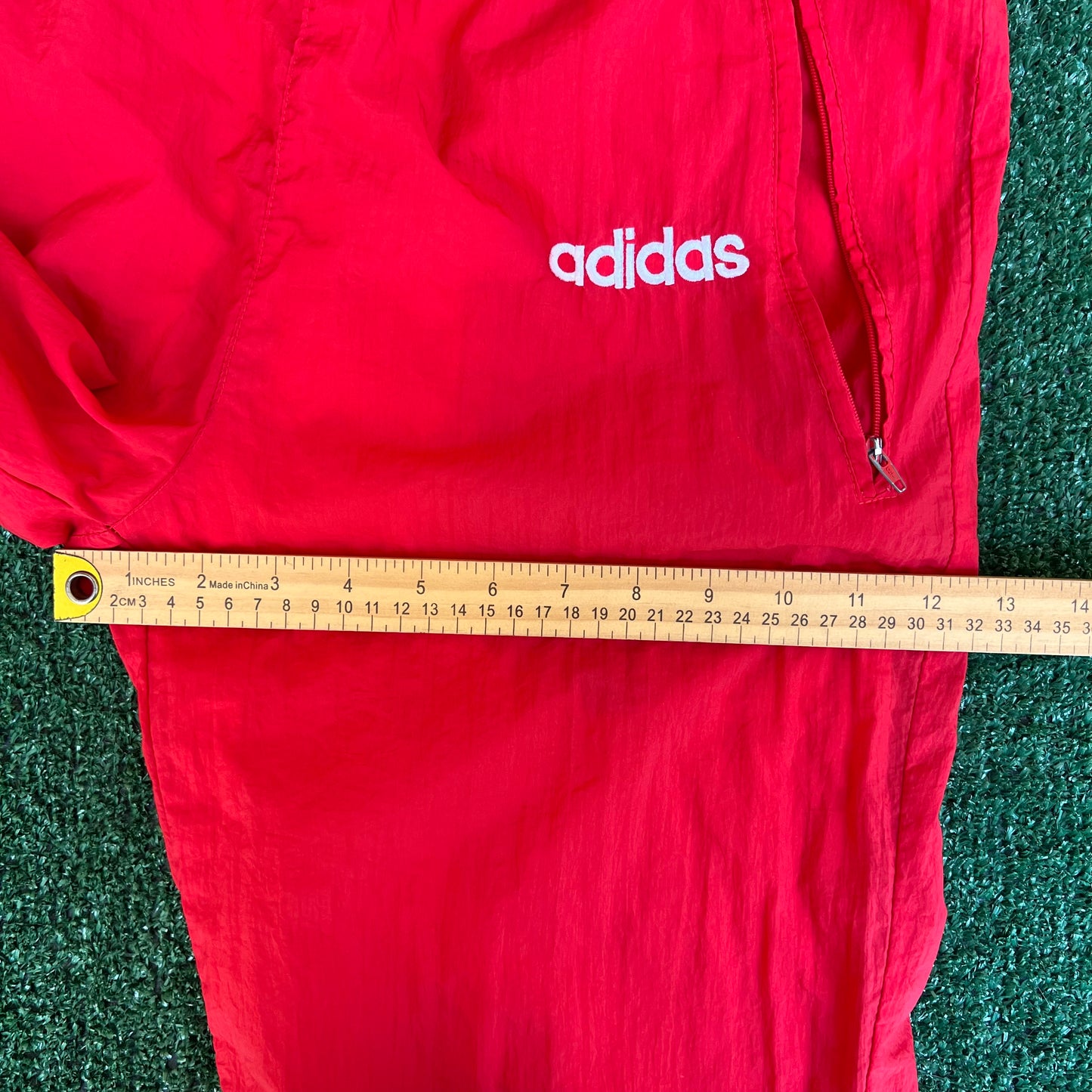 Vintage 90s Men's Adidas Tapered Leg Logo Red White Track Pants Small 32x31"