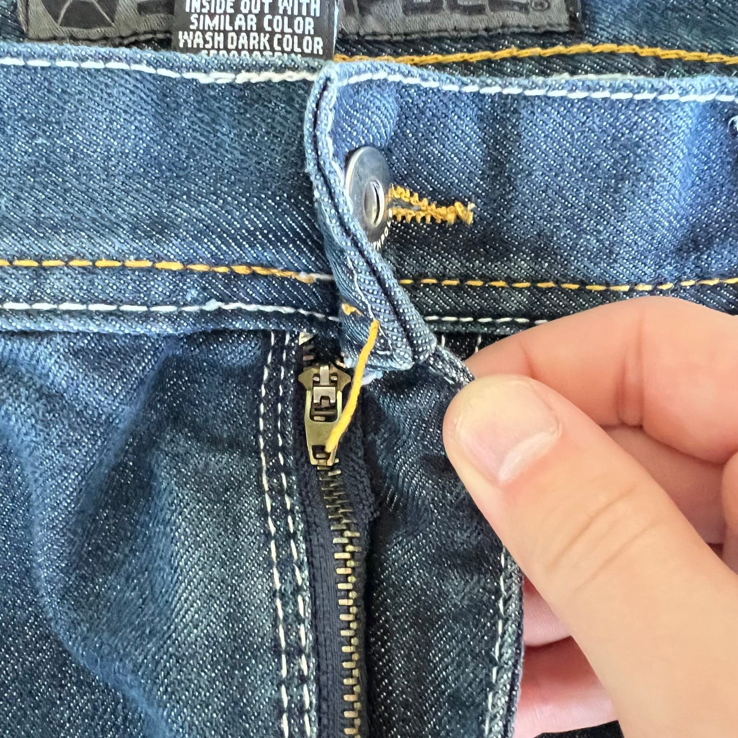 Y2K Southpole Brown Tab Indigo Blue Jeans Baggy Straight 35x30.5" 18" Opens