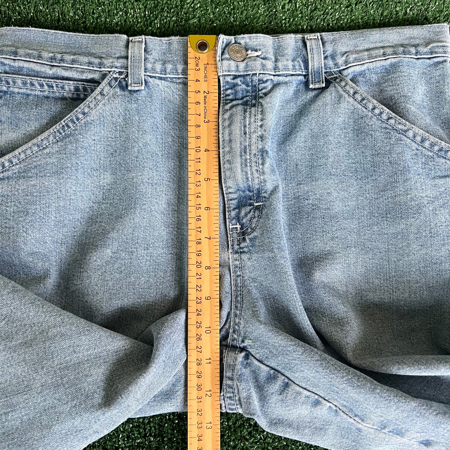 Y2K Tommy Hilfiger Baggy Carpenter Light Wash Blue Jeans - 33x29.75" 18" Opening