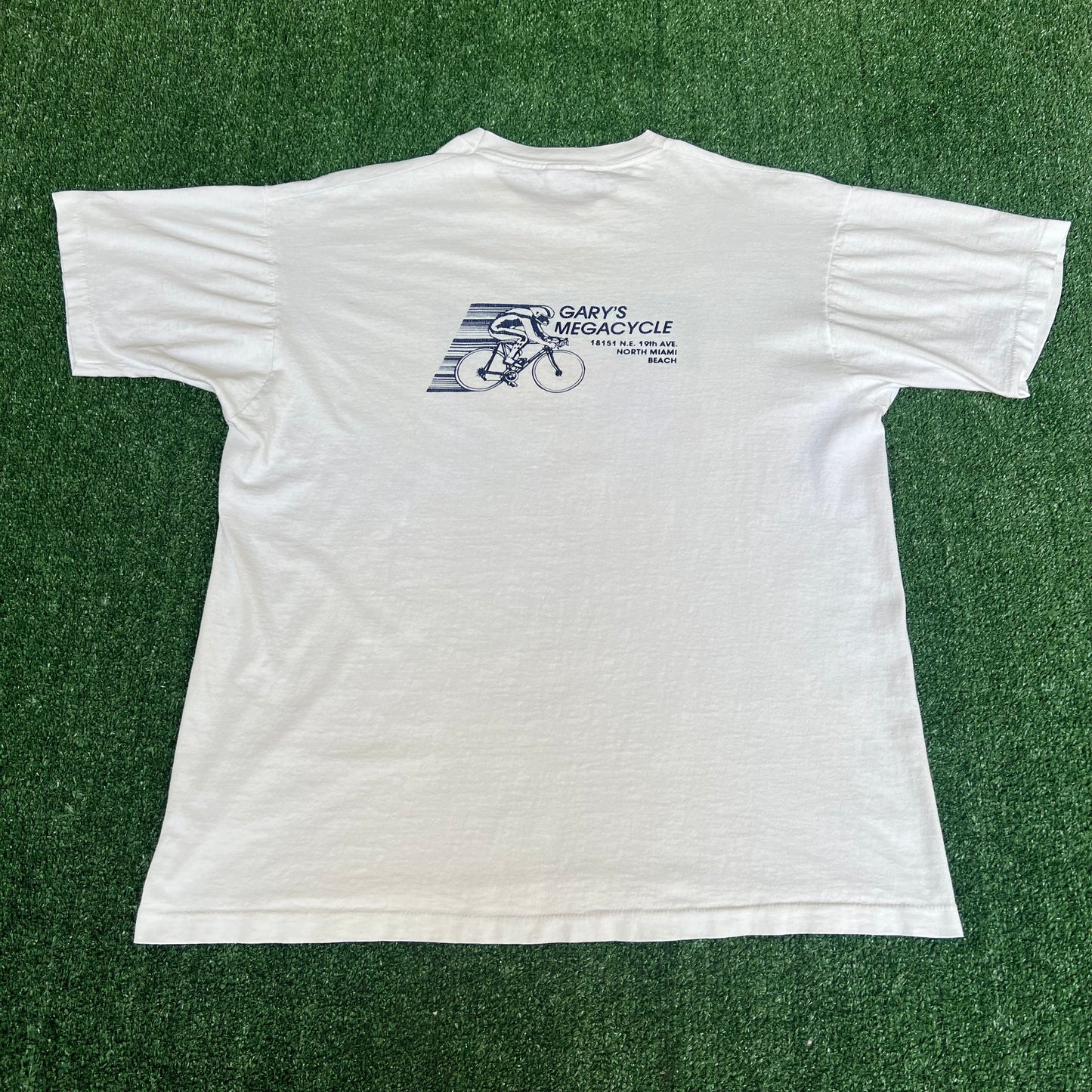Vintage 1988 Men's Miami Bud Light Coke Triatholon Cartoon White T-Shirt - XL USA