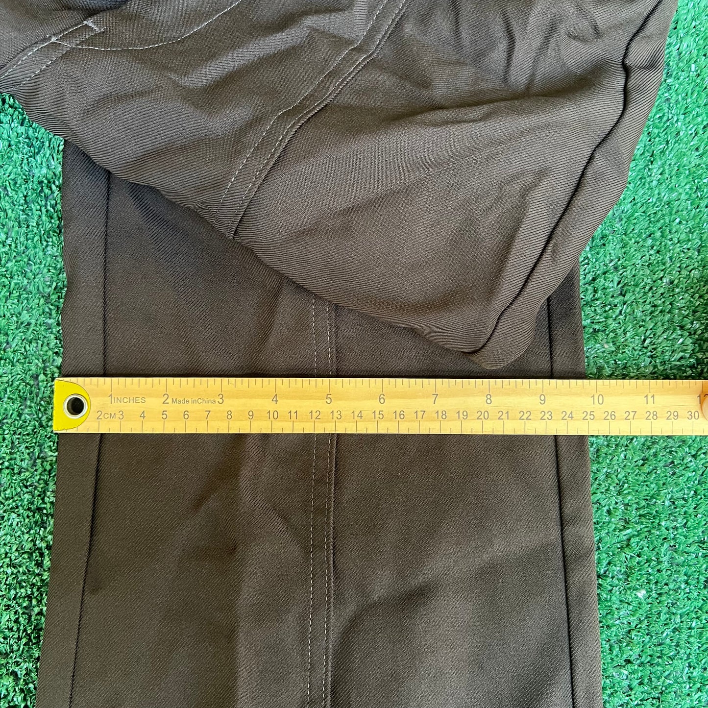 Vintage 70s Mens Polyester Disco Big Bell Bottoms Dark Brown - 33x30" 24" Openings
