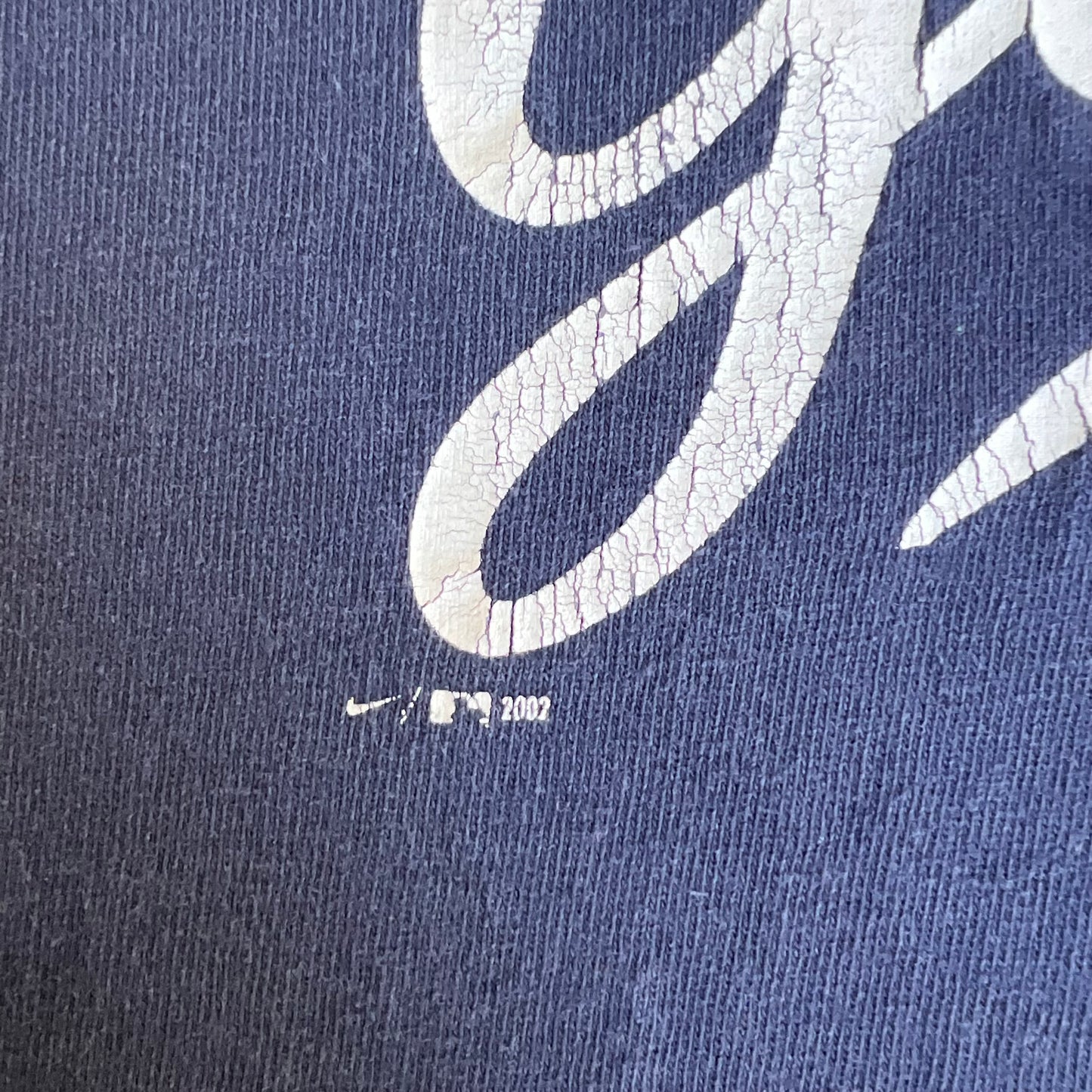 VTG Y2K Nike MLB New York Yankees Center Swoosh Navy Blue Distress LS T-Shirt - XL