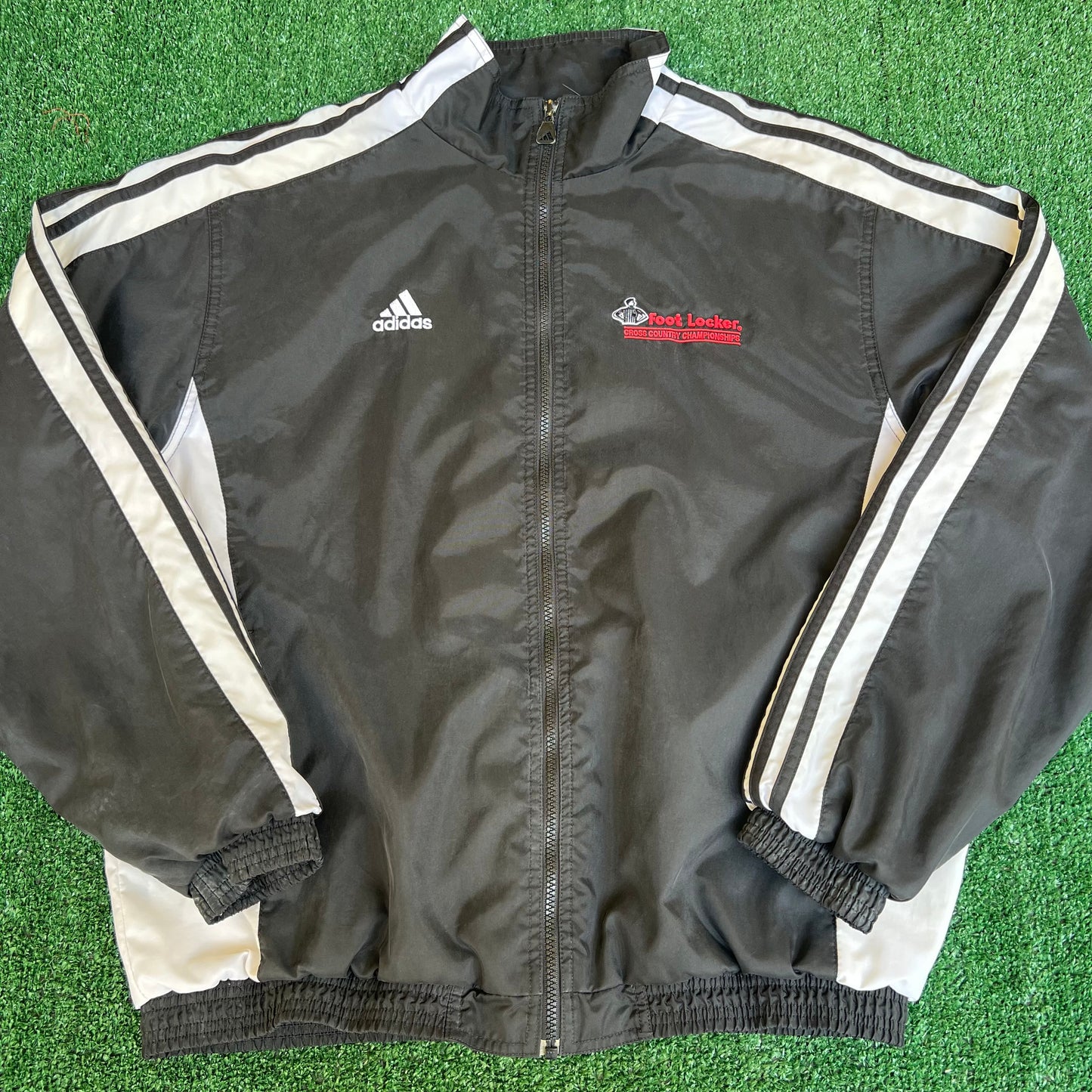 VTG Y2K Mens Adidas Footlocker Cross Country Championships Black Track Jacket - XL
