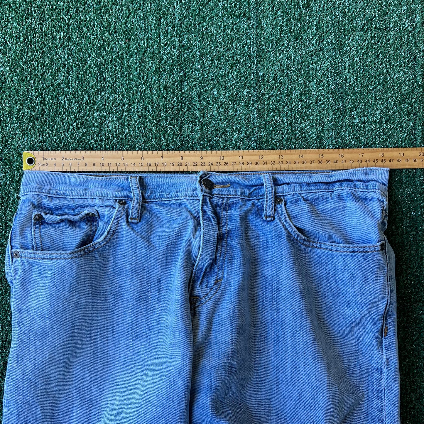 Y2K Old Navy Loose Light Blue Baggy Straight Jeans - 36x30" 19" Open Southpole