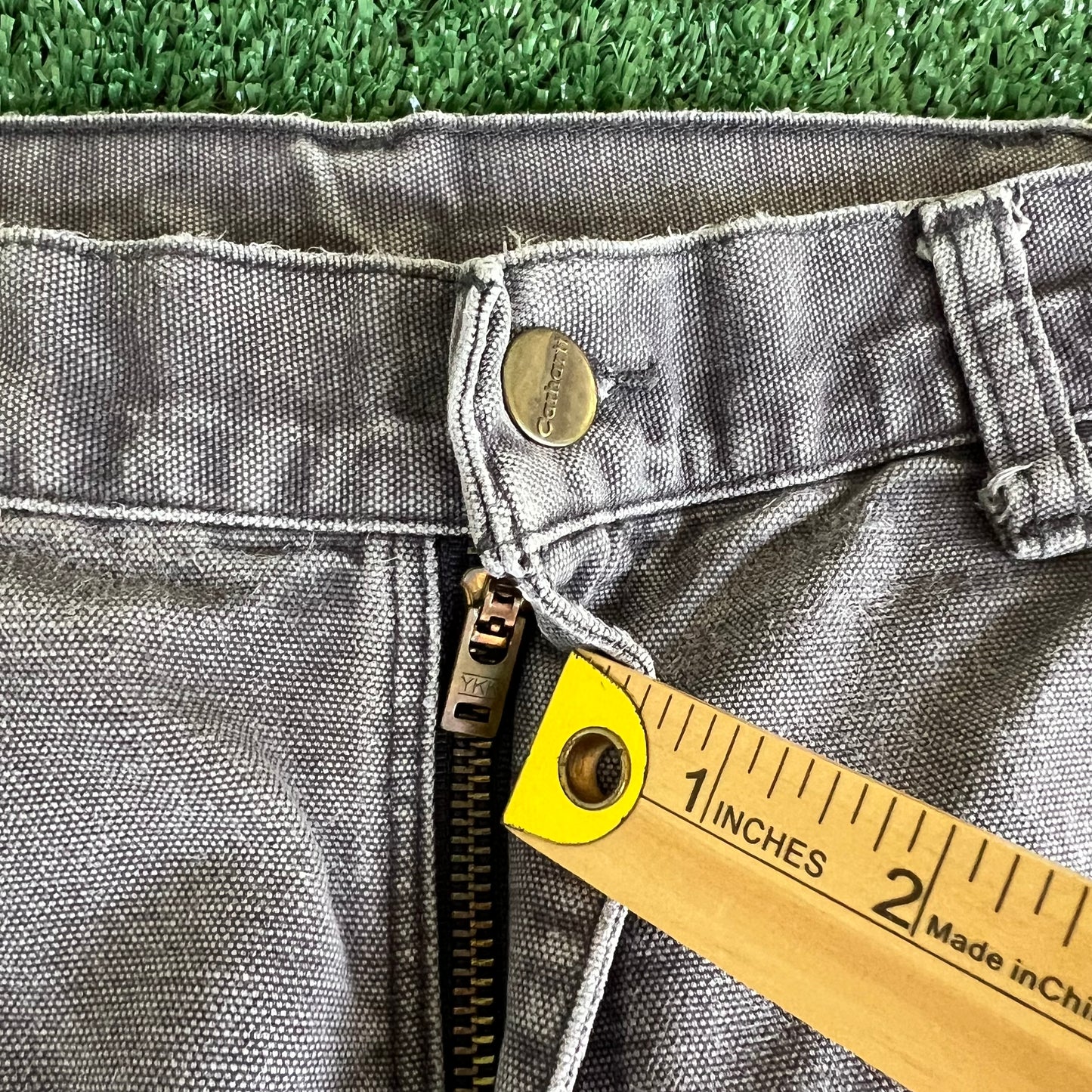 Y2K Carhartt B11 PTB Faded Gray Baggy Carpenter Canvas Pants - 33x29 18" Openings