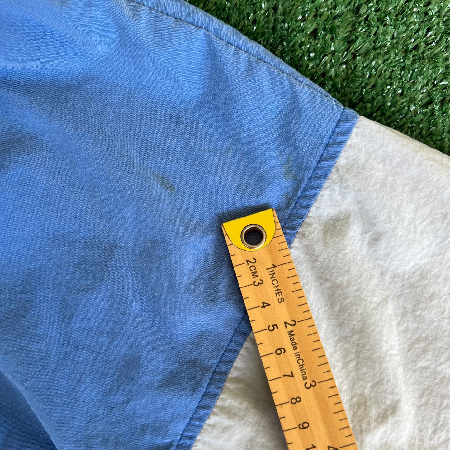 80s Nike Gray Blue Boxy Hooded Windbreaker Jacket - Large