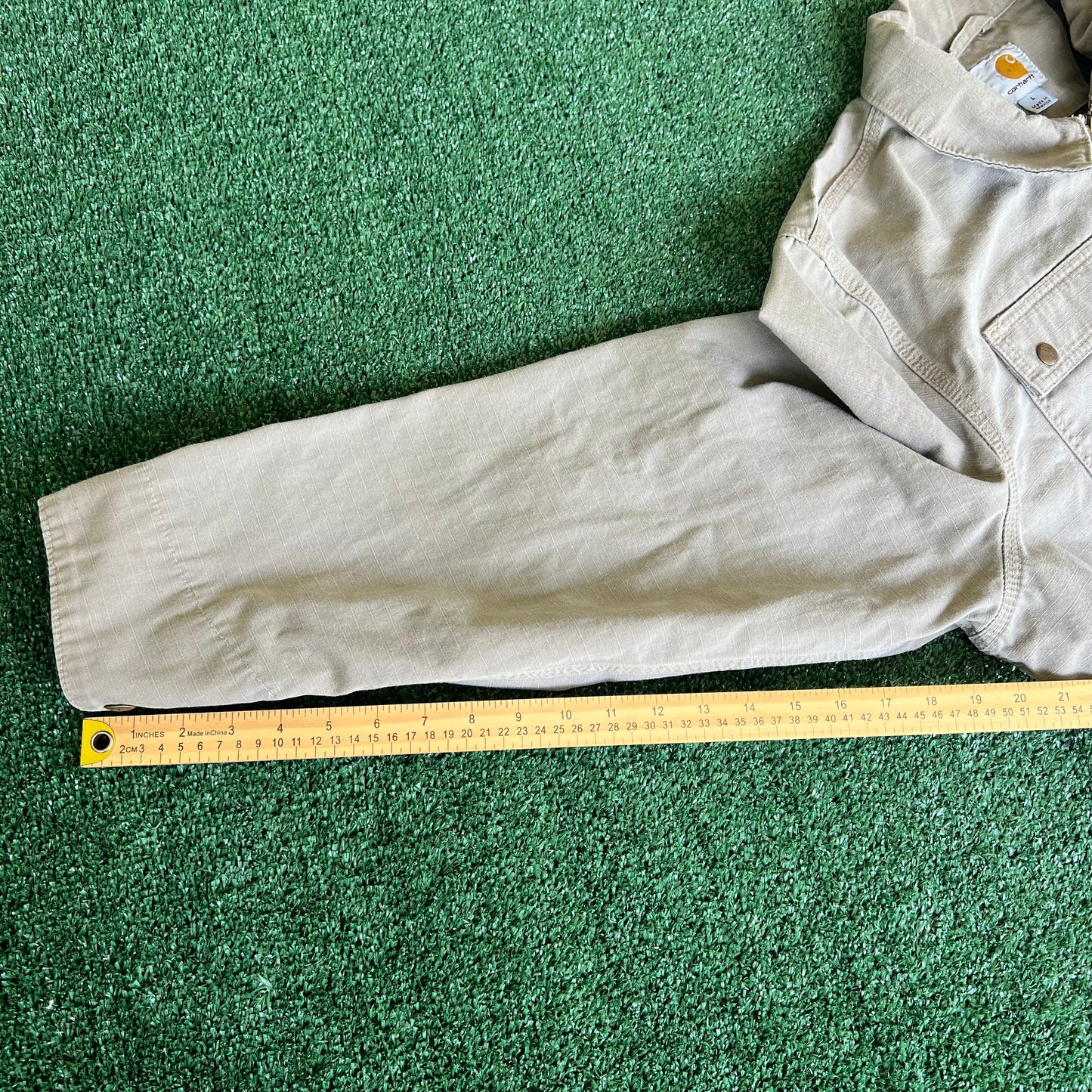 Carhartt Collared Flint Canvas Ripstop Flap Pocket Zip-Up Jacket - Large