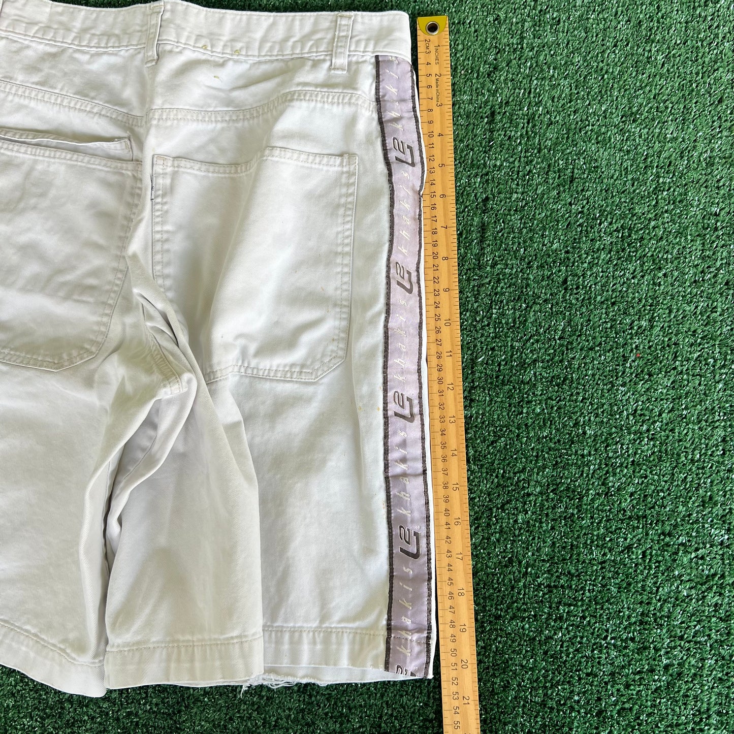 90s Levi's L2 Distressed Khaki Side Stripe Shorts - 30x10.5"