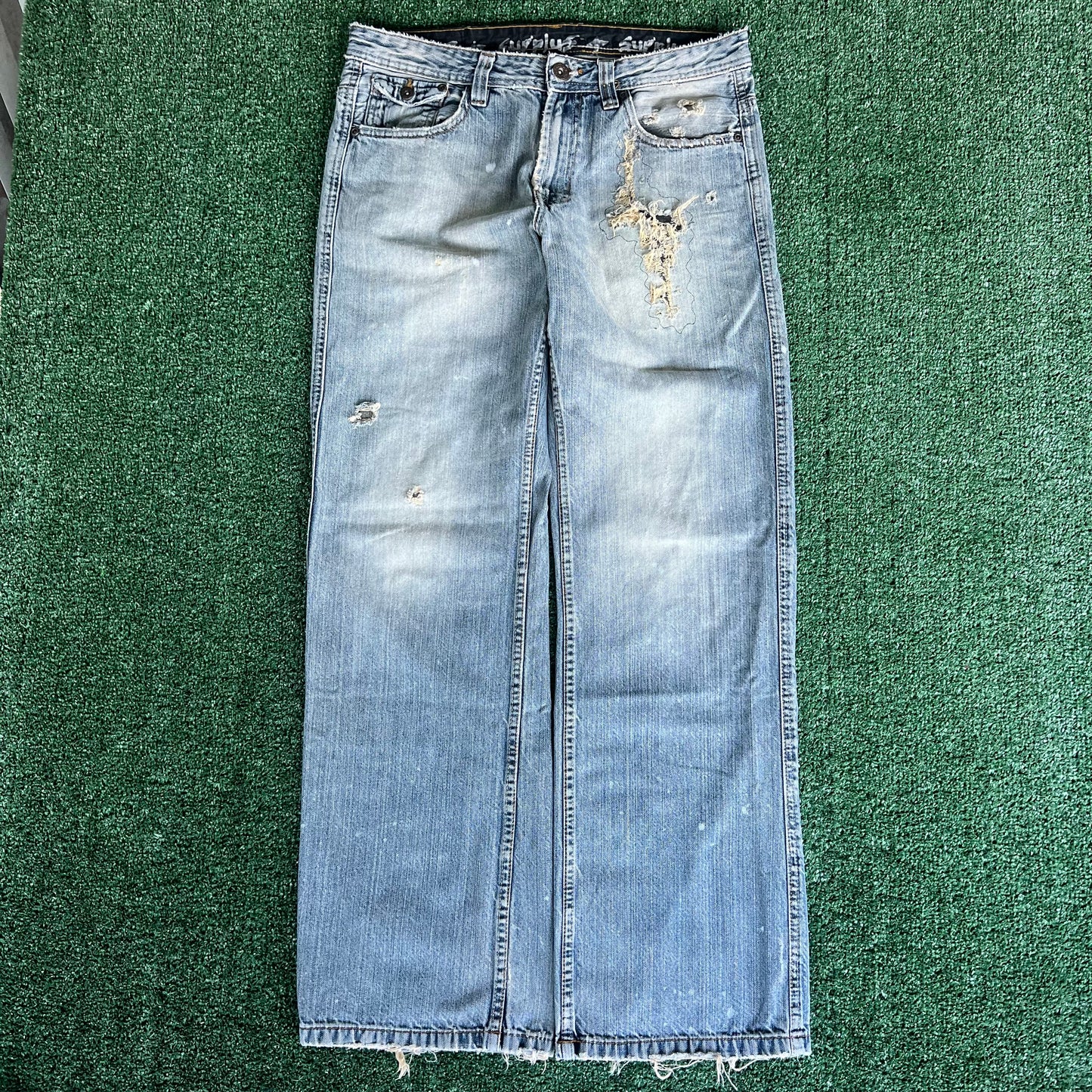 Y2K Surplus Eagle Wide-Leg Baggy Blue Jeans - 34x32.5" 20" Opens