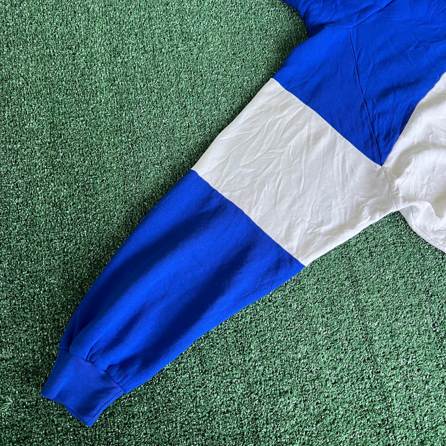 90s Kentucky Wildcats UK Blue White Old English Colorblock Boxy Hoodie 24x24" - Large
