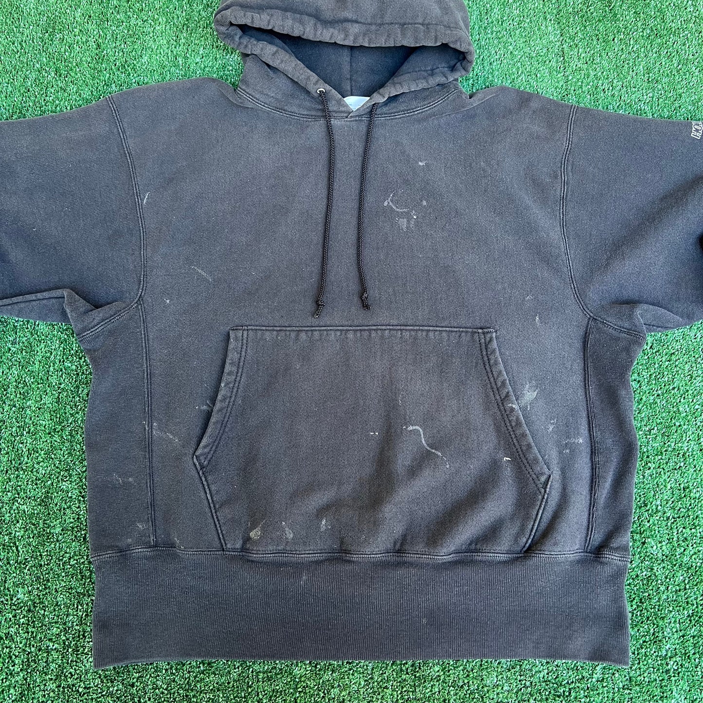 Vintage Y2K 2000 Champion Reverse Weave Faded Black Hollow Man Movie Promo Hoodie - Large