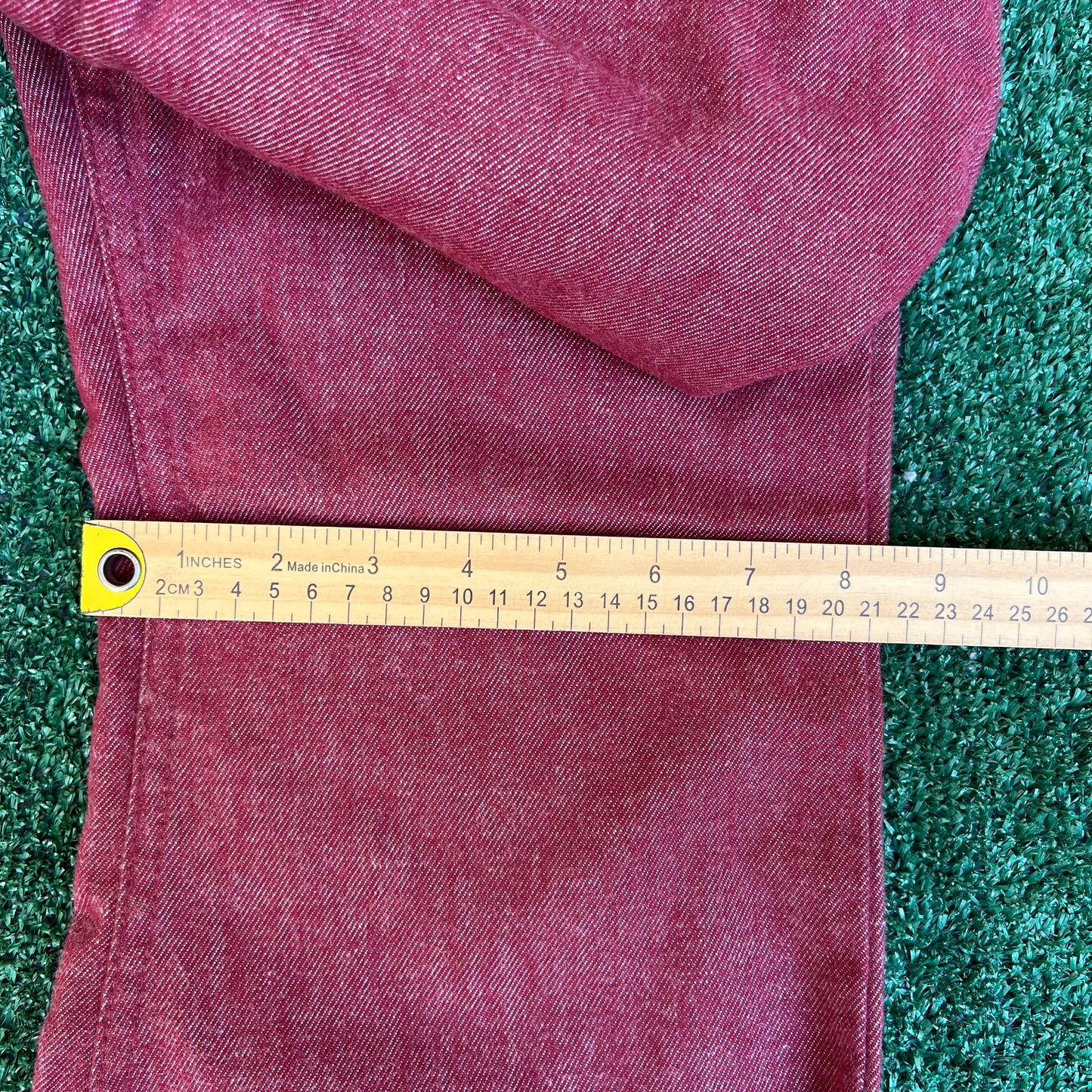 Vintage 60s 70s Levi's 684 Red Denim White Tab Scovill Big Bell Bottoms - 31x30"