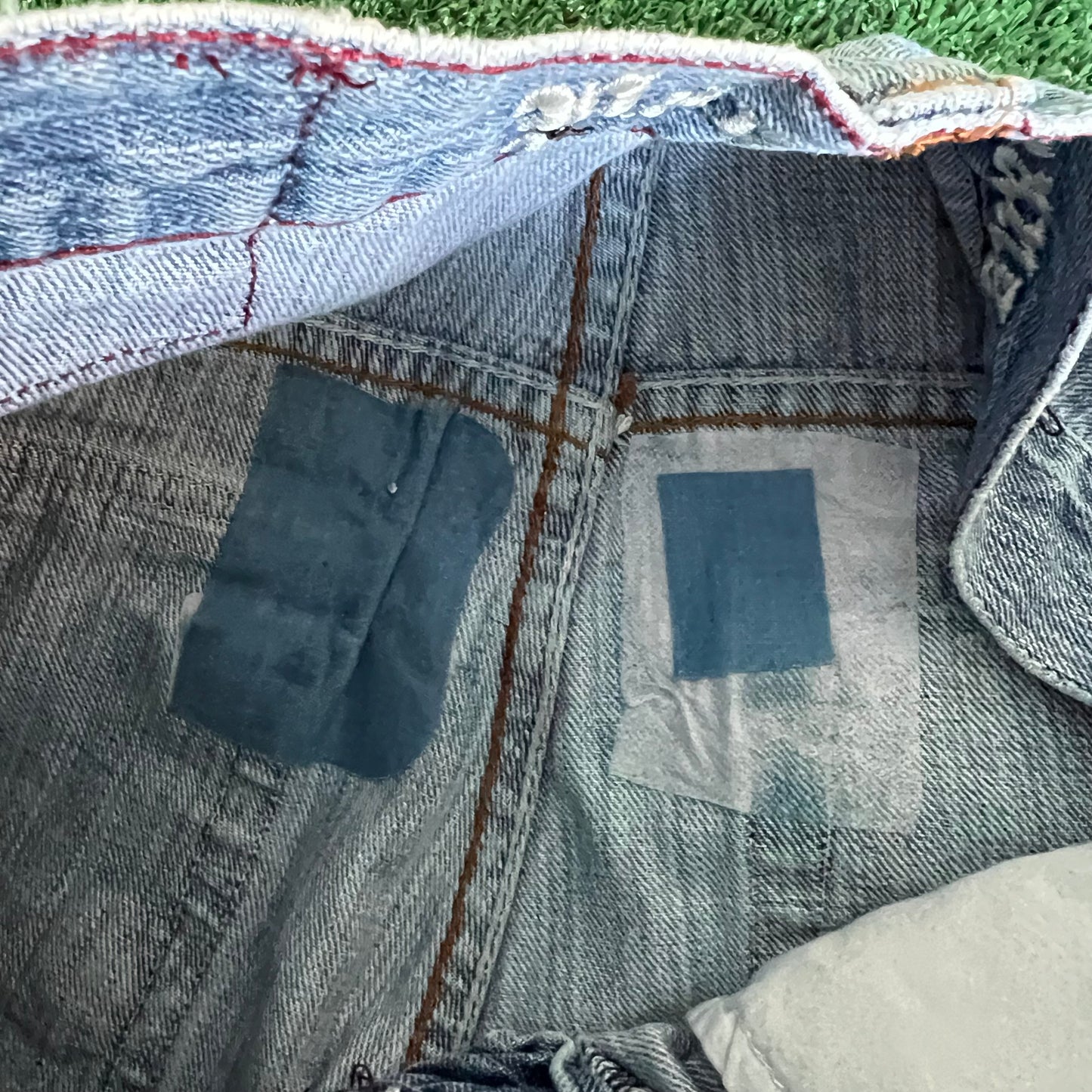 Y2K PACO Jeans Blue Tribal Embroidered Baggy Jeans 30x29.5" 19" Openings